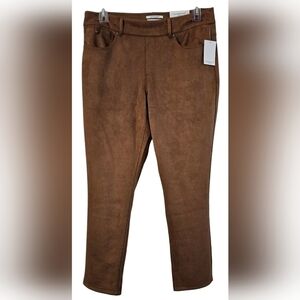 WESTBOUND FAUX SUEDE PULL ON PANTS SZ 16W SHORT BROWN